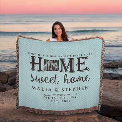 Personalized Washington State Woven Blanket – Custom Home Throw for Couples