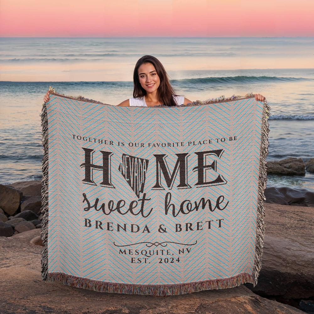 Personalized Nevada State Woven Blanket – Custom Home Gift for Couples