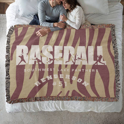 Personalized Baseball Player Woven Blanket Throw – Custom Athlete Gift