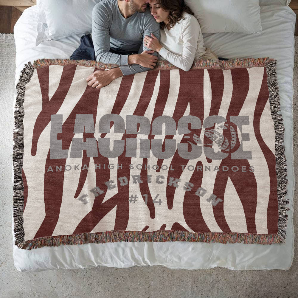 Personalized Lacrosse Player Woven Blanket Throw – Custom Athlete Gift