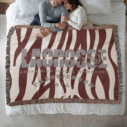 Personalized Lacrosse Player Woven Blanket Throw – Custom Athlete Gift