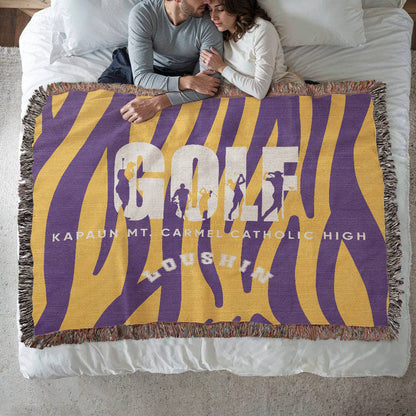 Personalized Golf Woven Blanket Throw – Custom Golfer Gift
