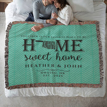 Personalized Oklahoma State Woven Blanket – Custom Home Gift for Couples