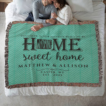 Personalized Wyoming State Woven Blanket – Custom Throw for Couples