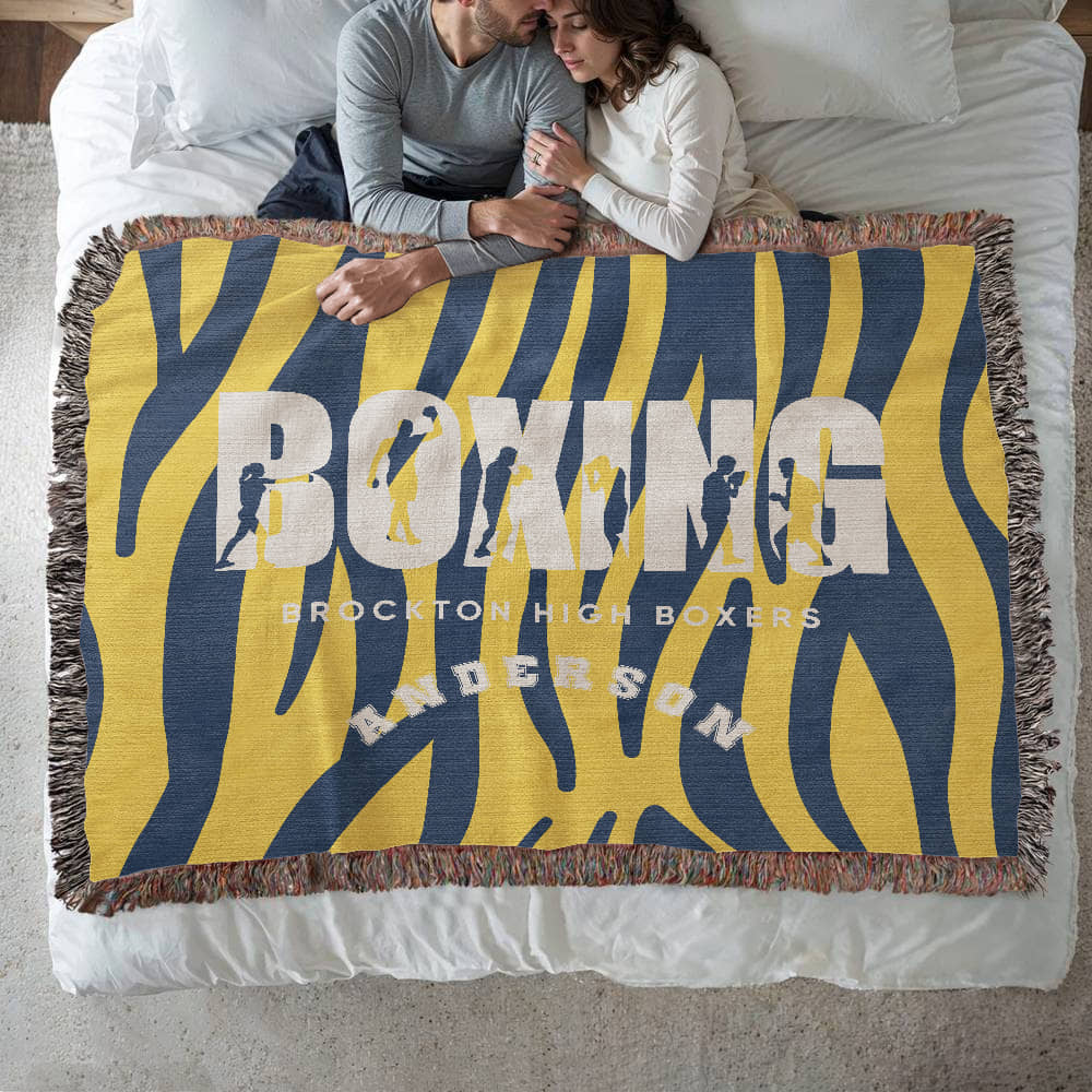 Personalized Boxing Woven Blanket Throw – Custom Boxer Gift