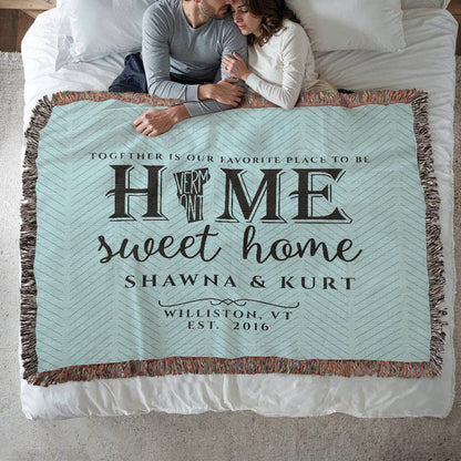 Personalized Vermont State Woven Blanket – Custom Gift for Couples