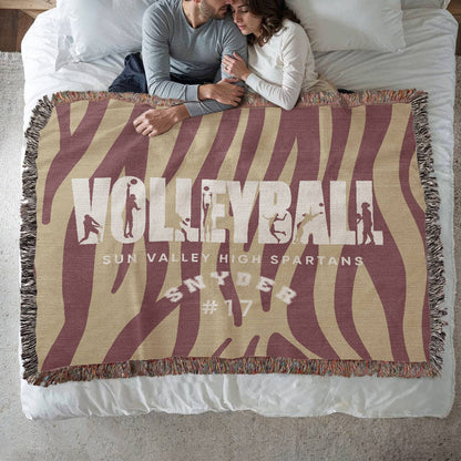 Personalized Volleyball Player Woven Blanket Throw – Custom Athlete Gift