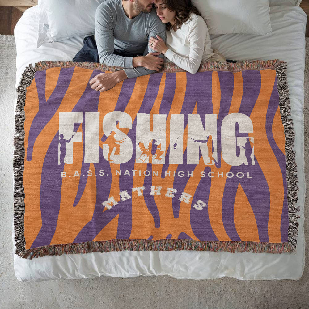 Personalized Fishing Woven Blanket Throw – Custom Outdoor Fisherman Gift