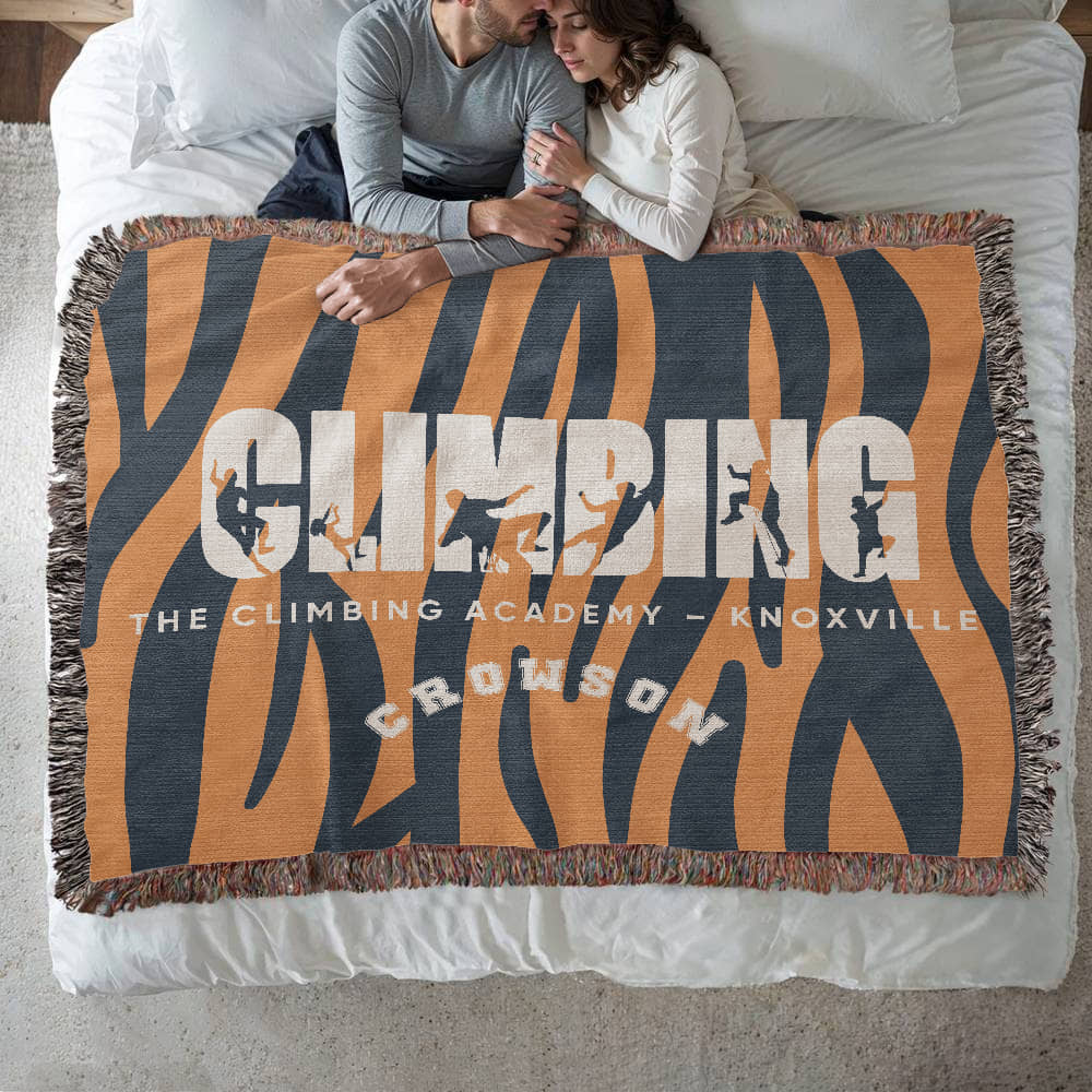 Personalized Climbing Woven Blanket Throw – Custom Rock Climber Gift