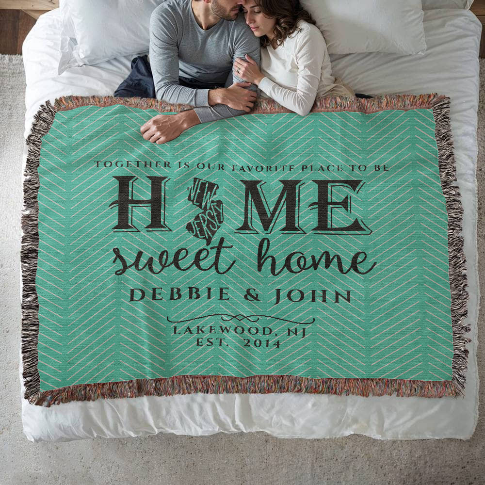 Personalized New Jersey State Woven Blanket – Custom Home Gift for Couples