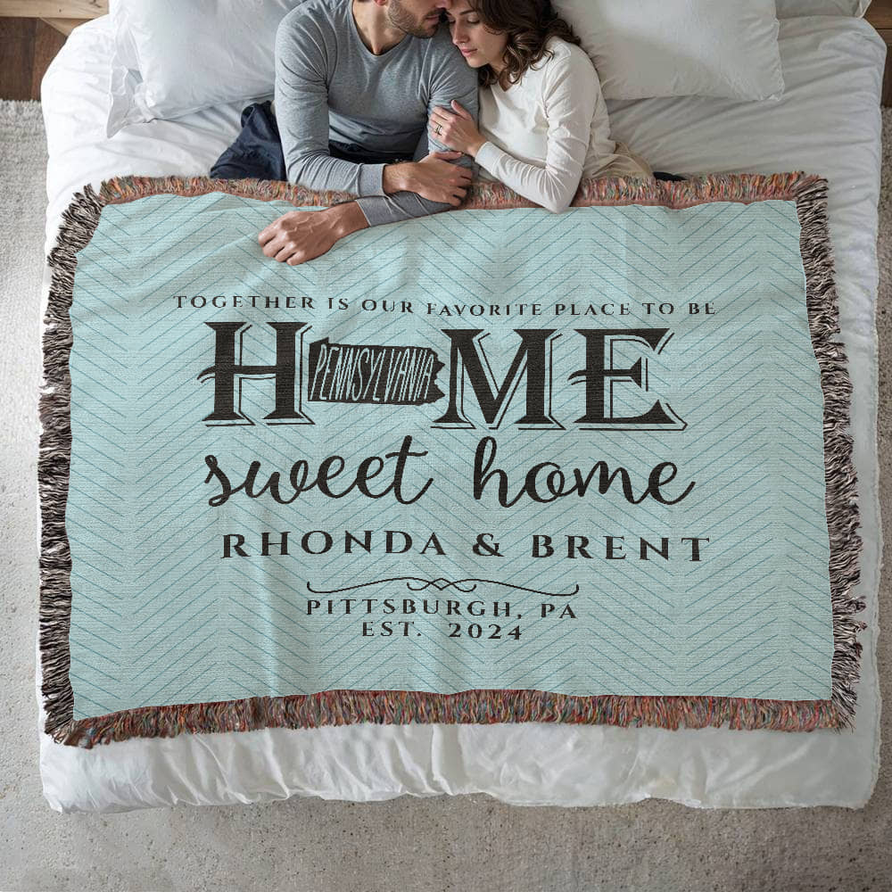 Personalized Pennsylvania State Woven Blanket – Custom Home Gift for Couples