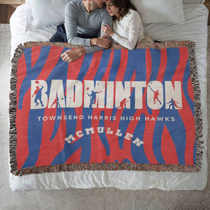 Personalized Badminton Woven Blanket Throw – Custom Badminton Player Gift