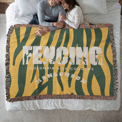 Personalized Fencing Woven Blanket Throw – Custom Fencer Athlete Gift