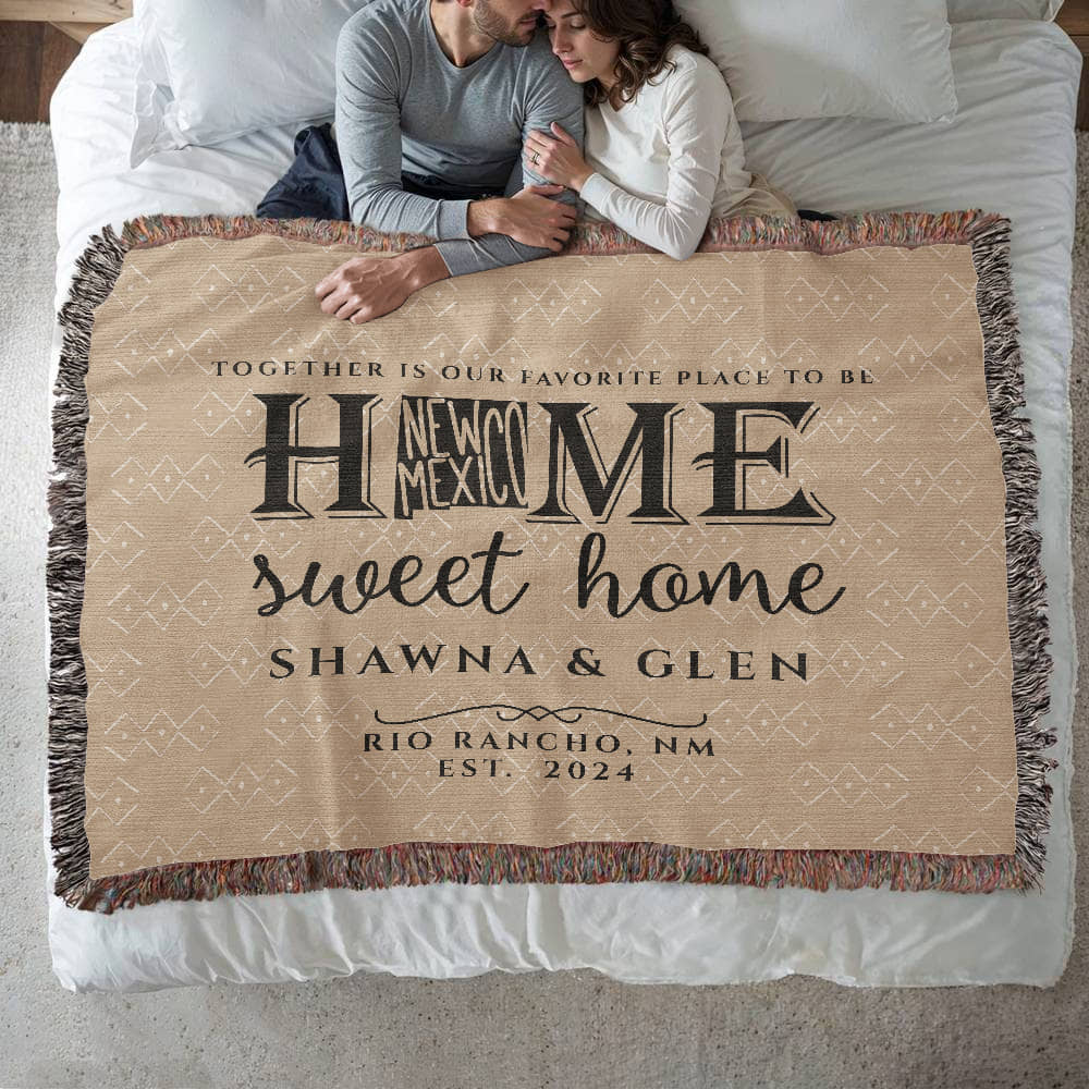 Personalized New Mexico State Woven Blanket – Custom Home Gift for Couples