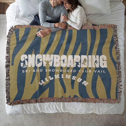 Personalized Snowboarding Woven Blanket Throw – Custom Snowboarder Gift