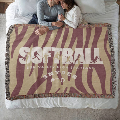 Personalized Softball Player Woven Blanket Throw – Custom Athlete Gift