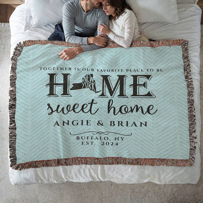 Personalized New York State Woven Blanket – Custom Home Gift for Couples
