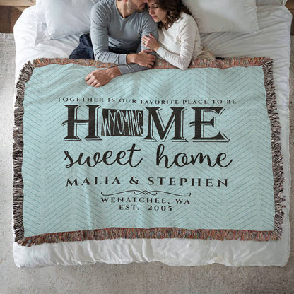 Personalized Washington State Woven Blanket – Custom Home Throw for Couples
