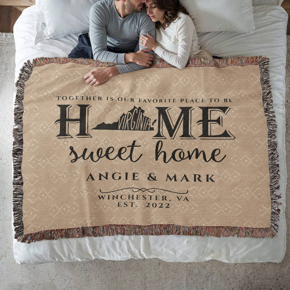 Personalized Virginia State Woven Blanket – Custom Home Throw for Couples