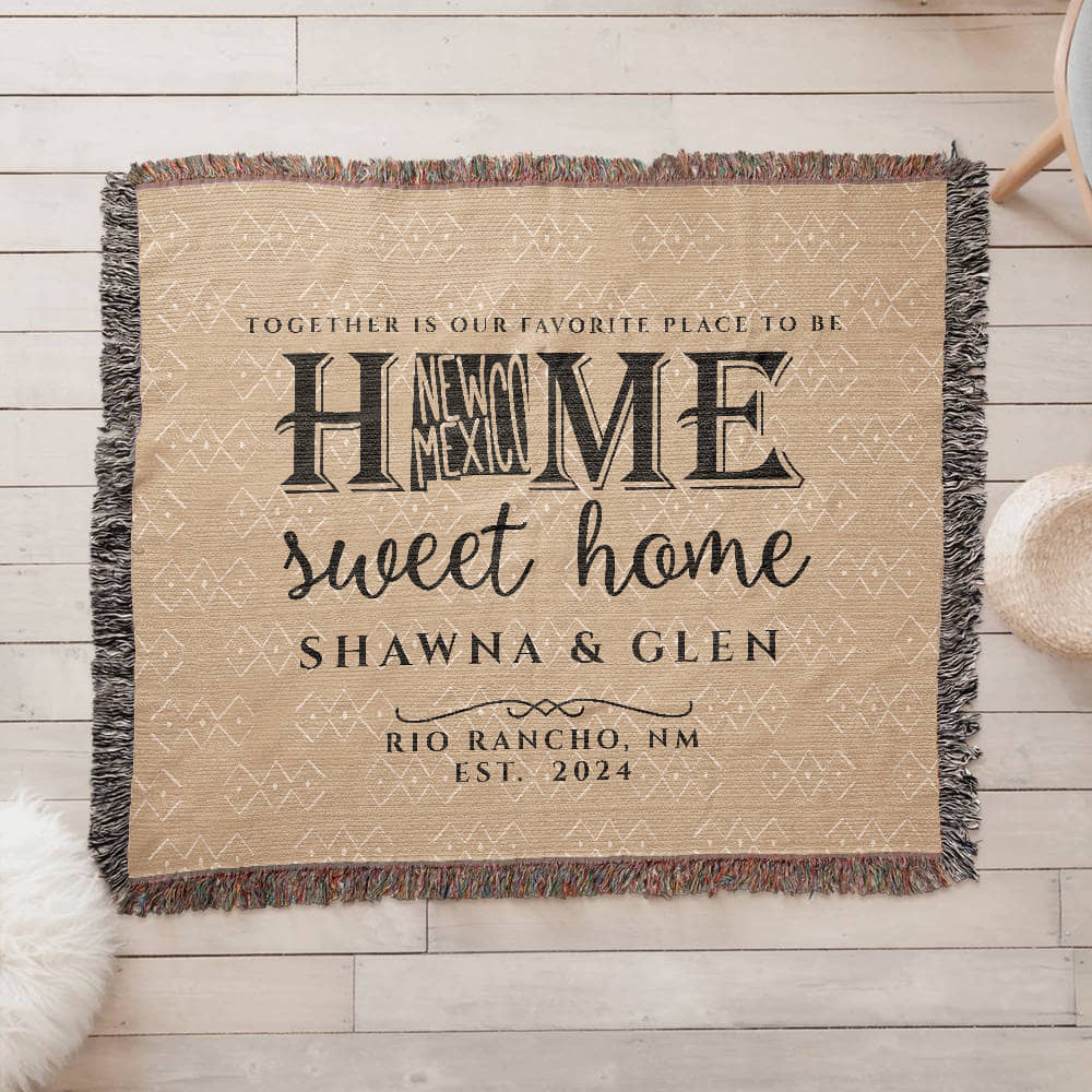 Personalized New Mexico State Woven Blanket – Custom Home Gift for Couples