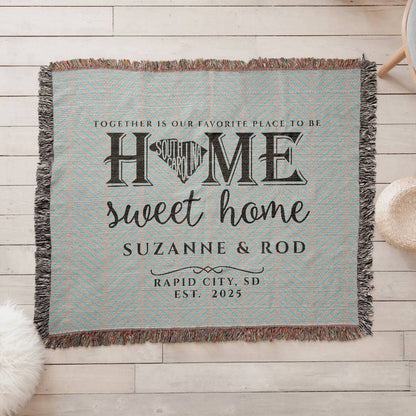 Personalized South Dakota State Woven Blanket – Custom Home Gift for Couples