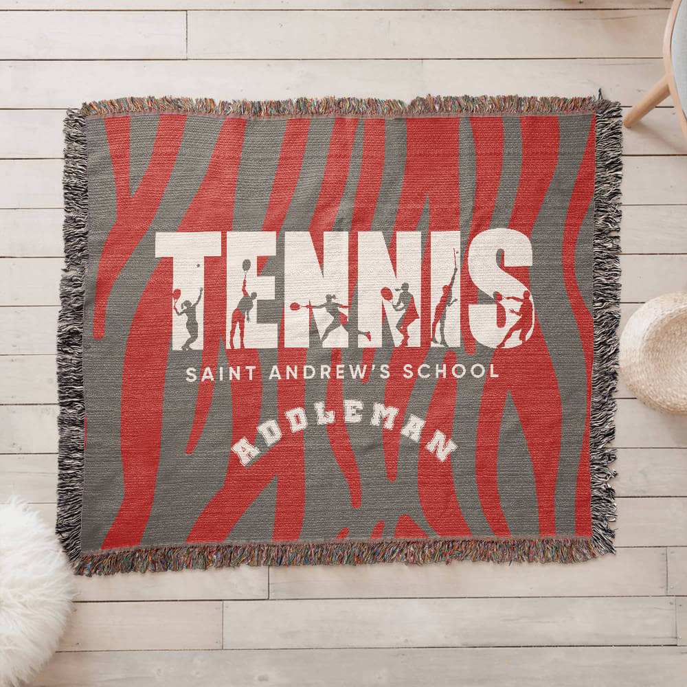 Personalized Tennis Woven Blanket Throw – Custom Athlete Gift