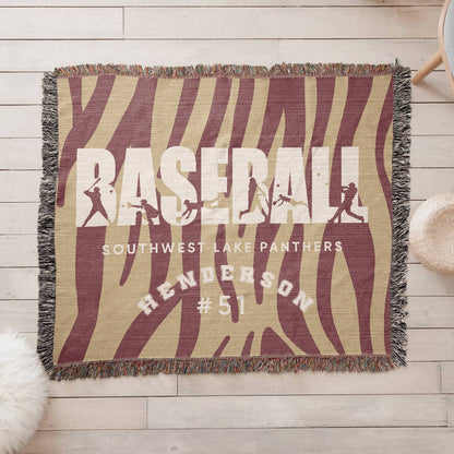 Personalized Baseball Player Woven Blanket Throw – Custom Athlete Gift