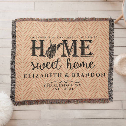 Personalized West Virginia State Woven Blanket – Custom Home Throw for Couples