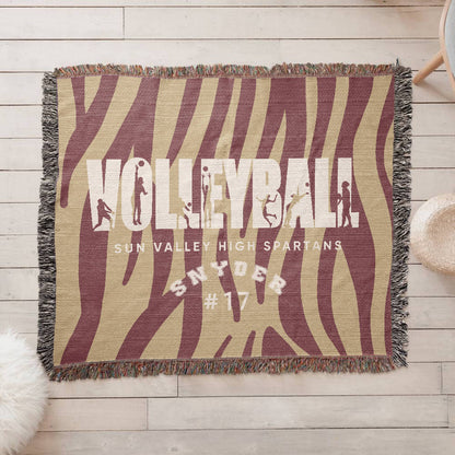 Personalized Volleyball Player Woven Blanket Throw – Custom Athlete Gift