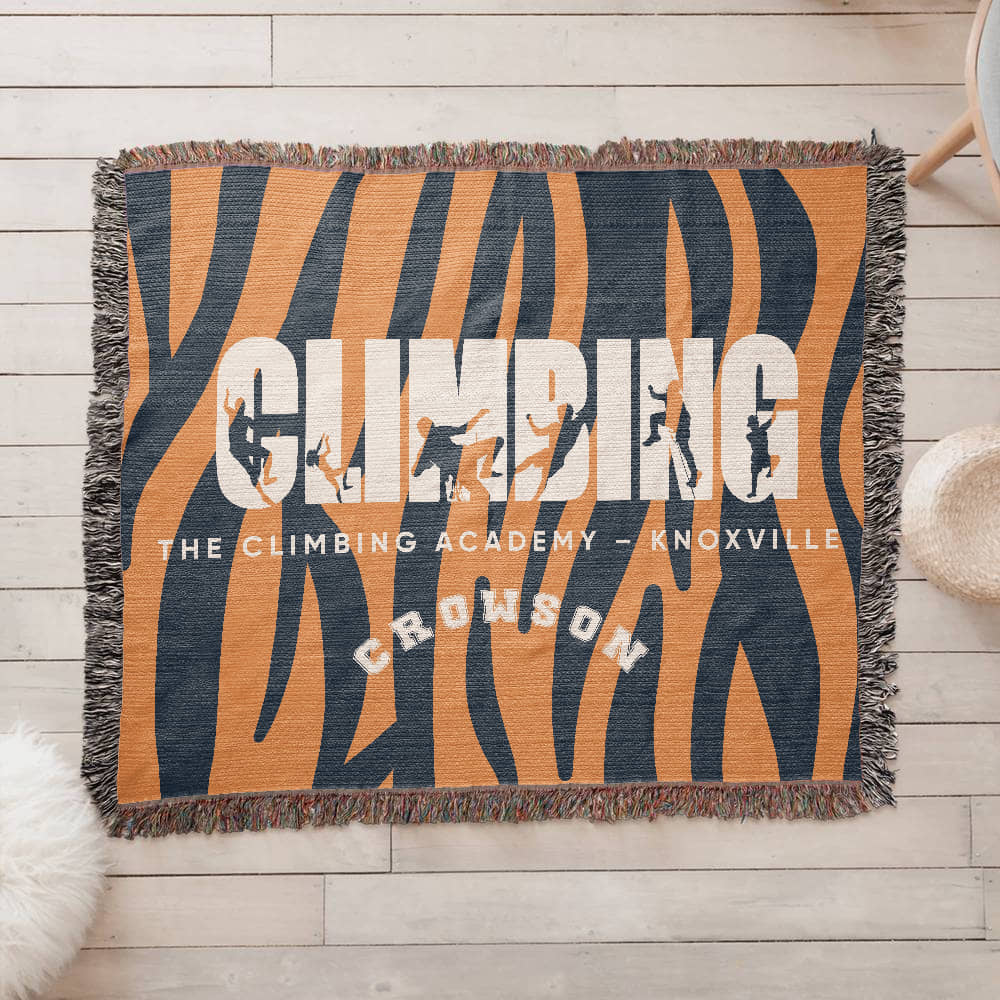 Personalized Climbing Woven Blanket Throw – Custom Rock Climber Gift