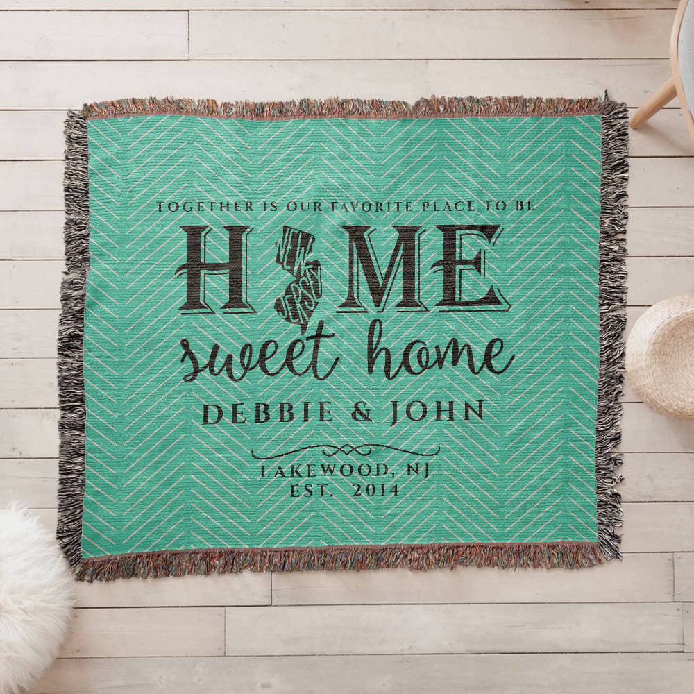 Personalized New Jersey State Woven Blanket – Custom Home Gift for Couples
