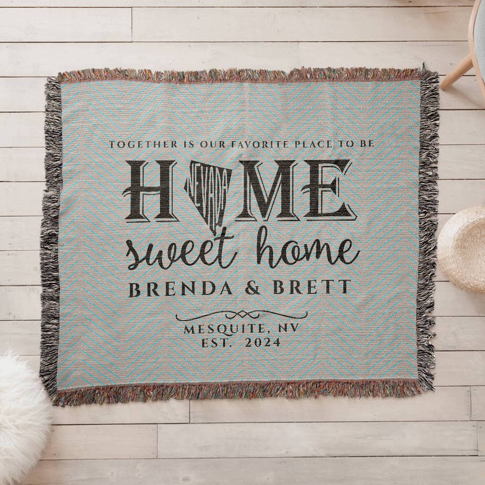 Personalized Nevada State Woven Blanket – Custom Home Gift for Couples