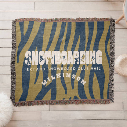Personalized Snowboarding Woven Blanket Throw – Custom Snowboarder Gift