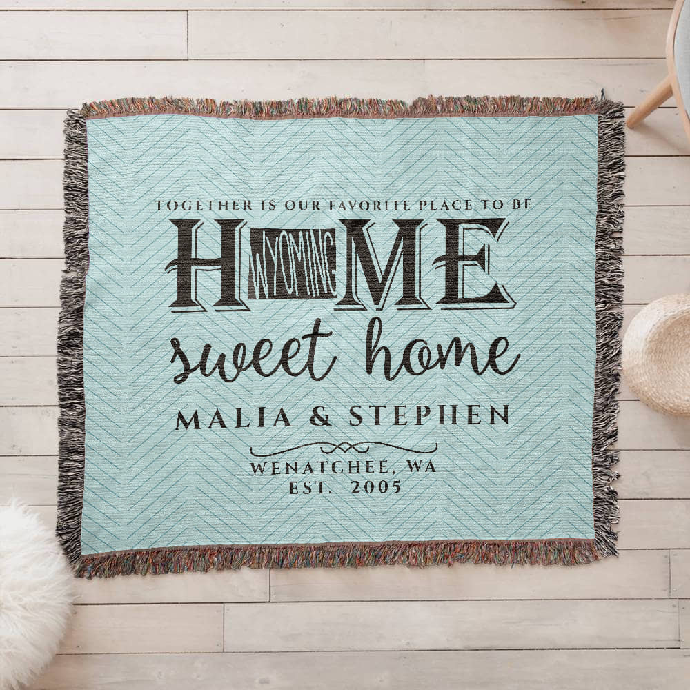 Personalized Washington State Woven Blanket – Custom Home Throw for Couples