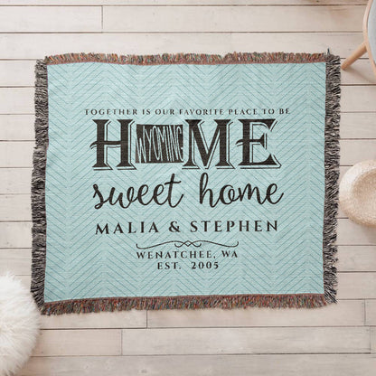 Personalized Washington State Woven Blanket – Custom Home Throw for Couples