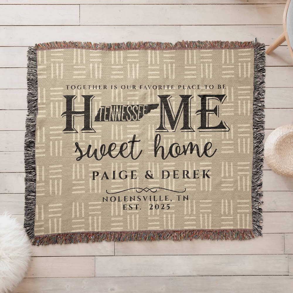 Personalized Tennessee State Woven Blanket – Custom Home Gift for Couples