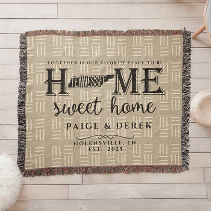 Personalized Tennessee State Woven Blanket – Custom Home Gift for Couples