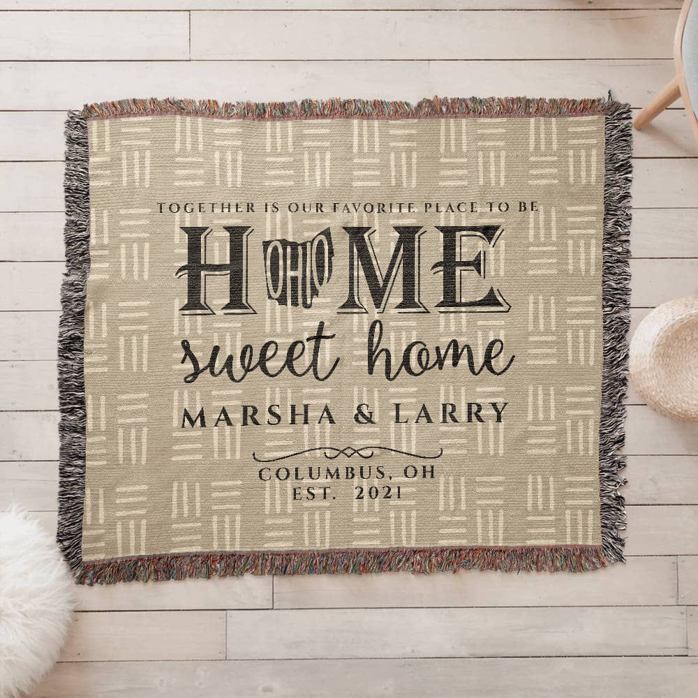 Personalized Ohio State Woven Blanket – Custom Home Gift for Couples
