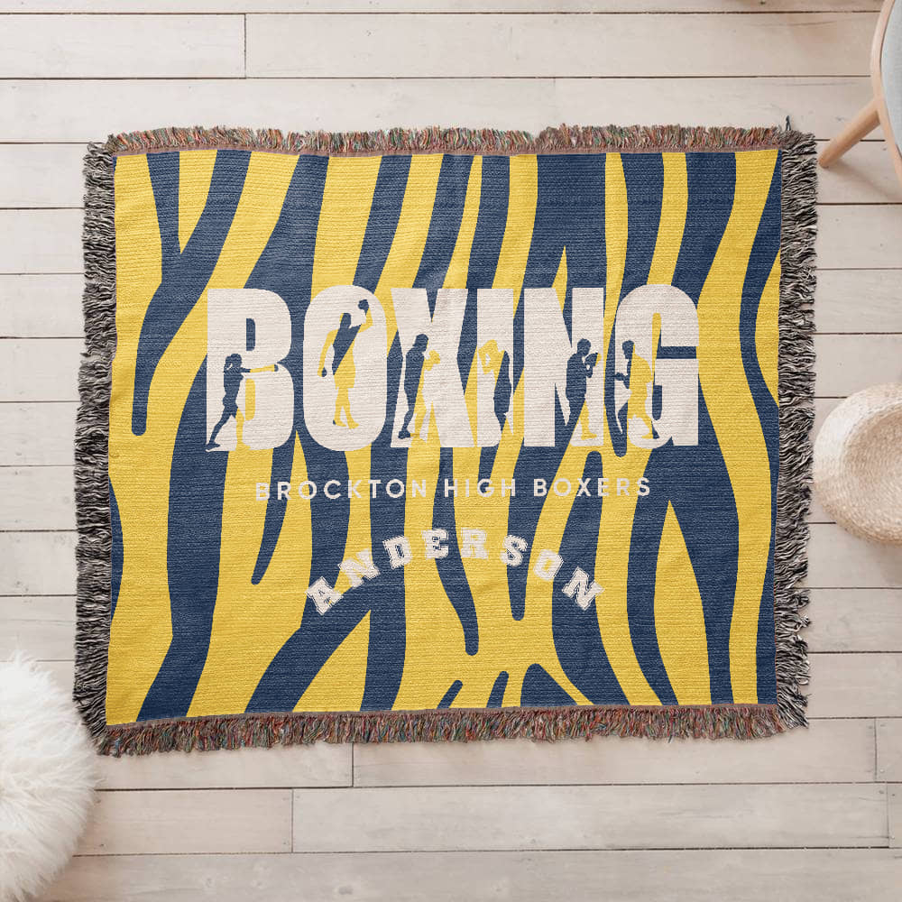 Personalized Boxing Woven Blanket Throw – Custom Boxer Gift