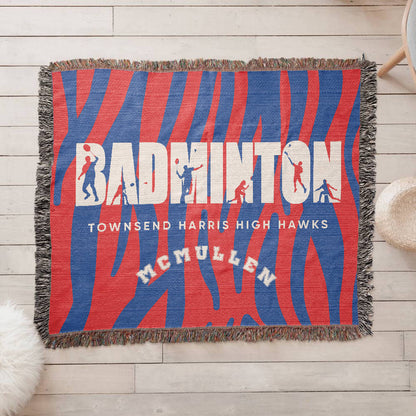 Personalized Badminton Woven Blanket Throw – Custom Badminton Player Gift