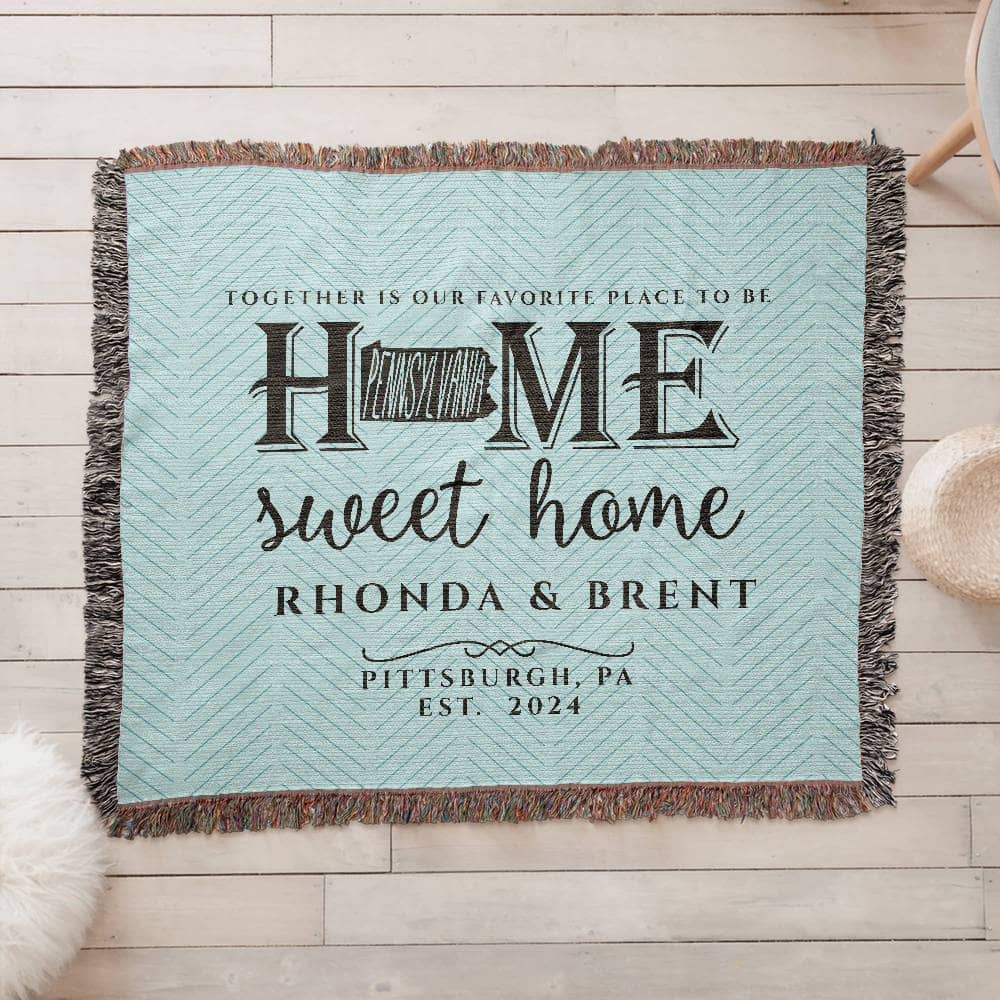 Personalized Pennsylvania State Woven Blanket – Custom Home Gift for Couples