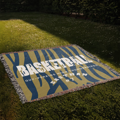 Personalized Basketball Player Woven Blanket Throw – Custom Athlete Gift