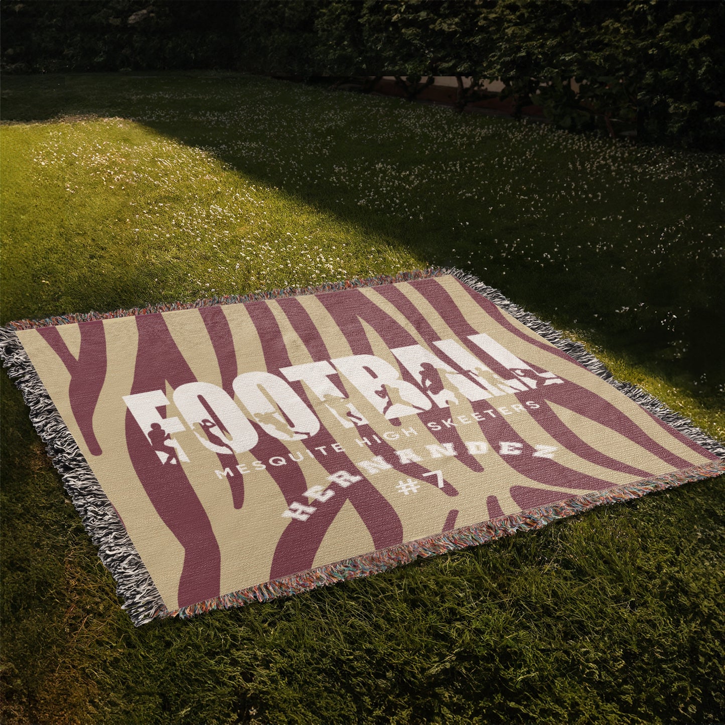 Personalized Football Player Woven Blanket Throw – Custom Athlete Gift