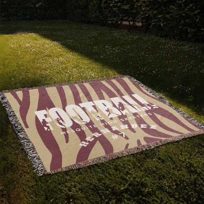 Personalized Football Player Woven Blanket Throw – Custom Athlete Gift