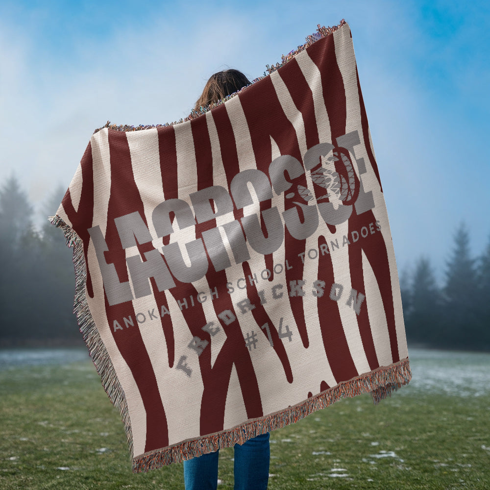 Personalized Lacrosse Player Woven Blanket Throw – Custom Athlete Gift