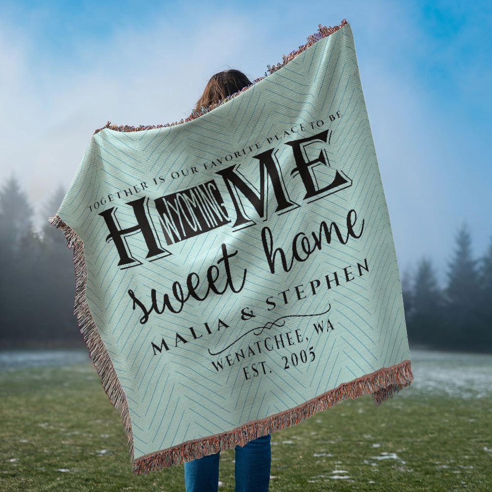 Personalized Washington State Woven Blanket – Custom Home Throw for Couples