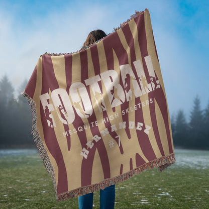 Personalized Football Player Woven Blanket Throw – Custom Athlete Gift