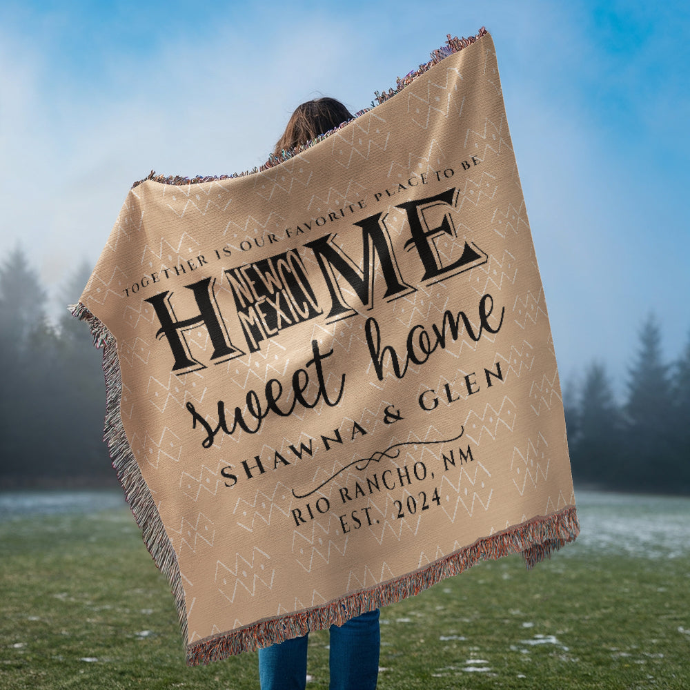 Personalized New Mexico State Woven Blanket – Custom Home Gift for Couples