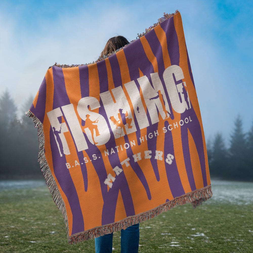 Personalized Fishing Woven Blanket Throw – Custom Outdoor Fisherman Gift