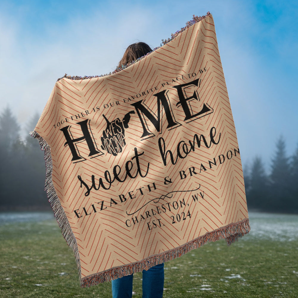 Personalized West Virginia State Woven Blanket – Custom Home Throw for Couples